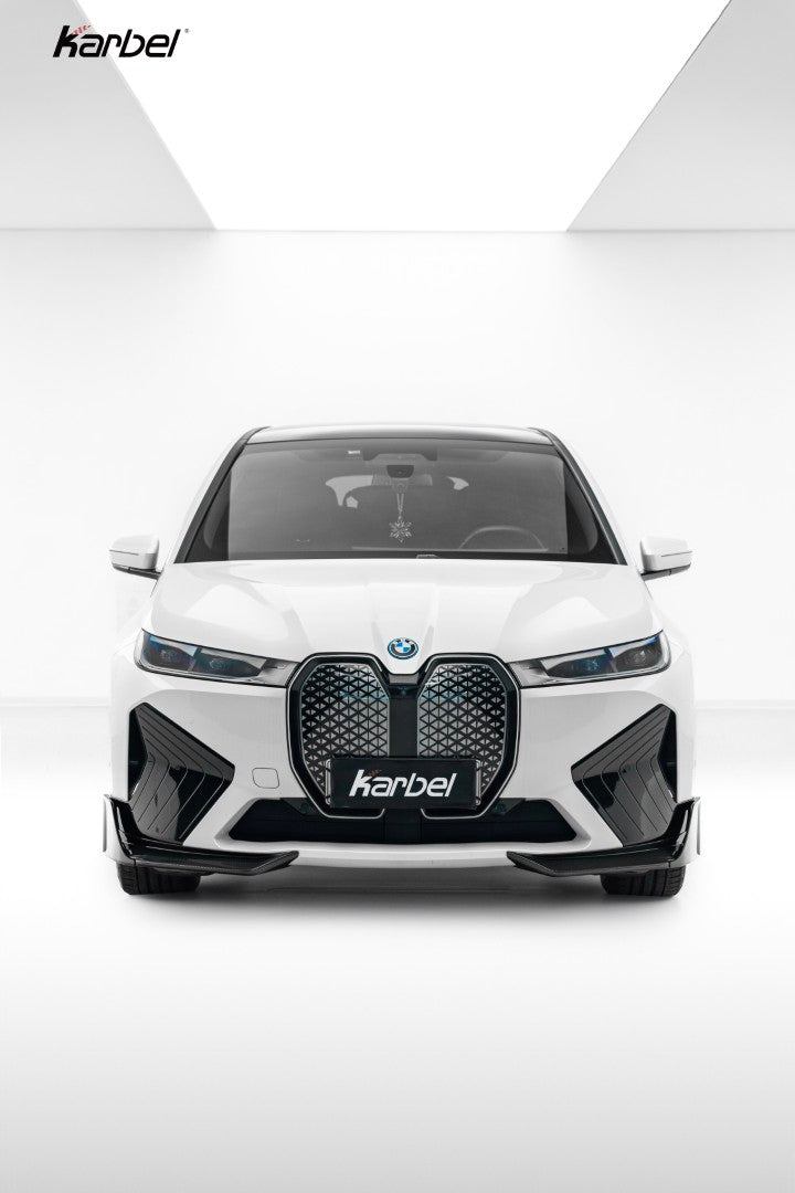 BMW IX xDrive60/50/45 M60 I20 2022-ON with Aftermarket Parts - Front Lip Dry Pre-preg Carbon Fiber from Karbel Carbon