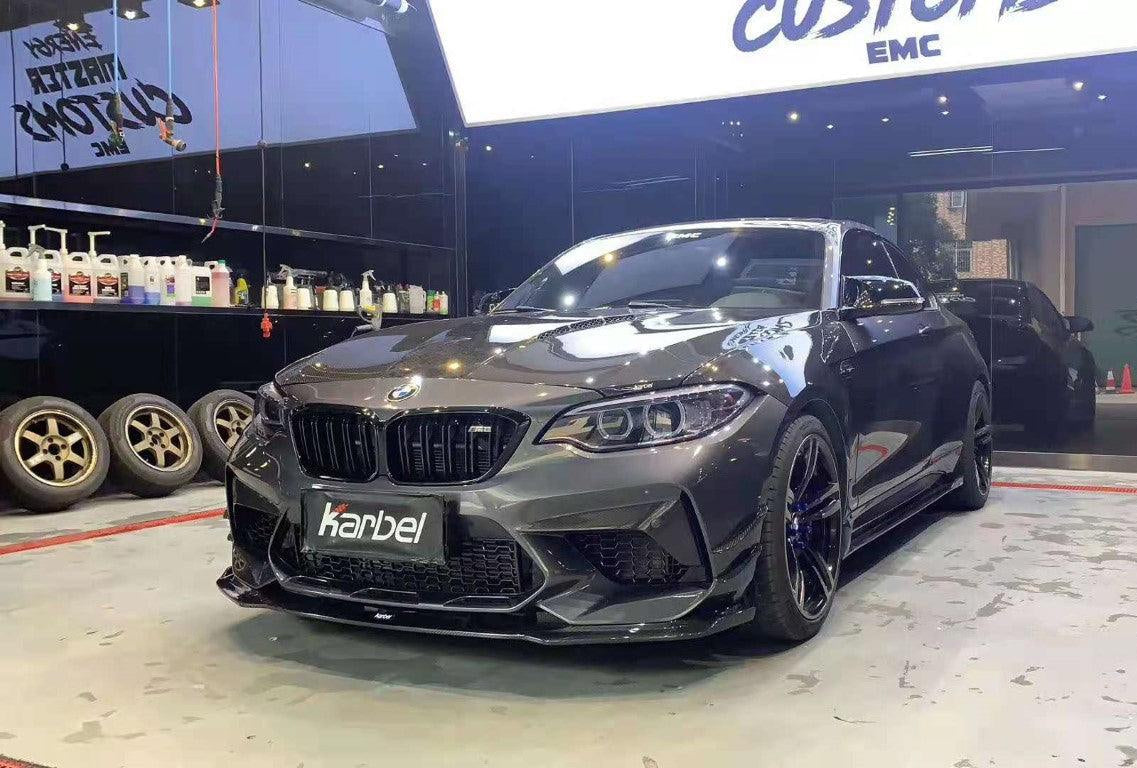 BMW M2/M2C F87 2016 2017 2018 2020 2021 With Aftermarket Parts - Front Lip Pre-preg Carbon Fiber from Karbel Carbon
