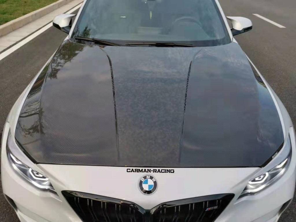 BMW M2 / M2C F87 2016 2017 2018 2019 2020 2021 with Aftermarket Parts - Hood Double-sided Pre-preg Carbon Fiber from Karbel Carbon