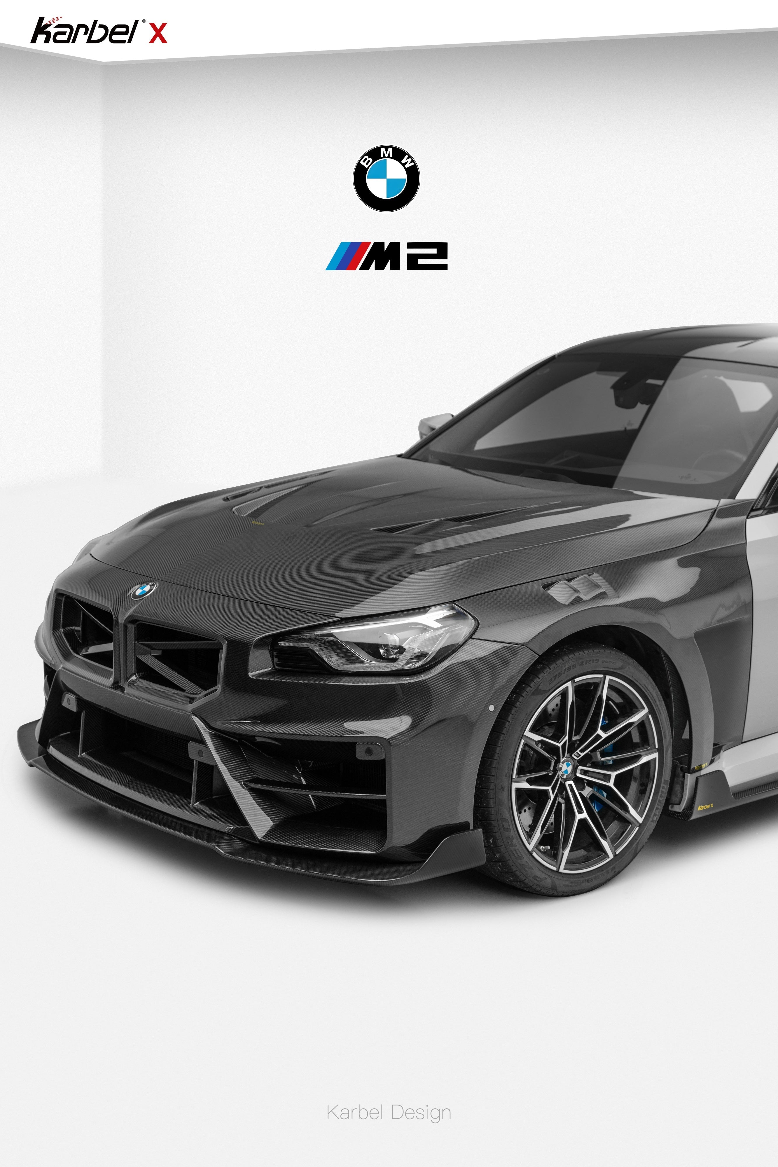 BMW M2 / M2CS G87 2023-ON with Aftermarket Parts - X Front Lip Dry Pre-preg Carbon Fiber from Karbel Carbon