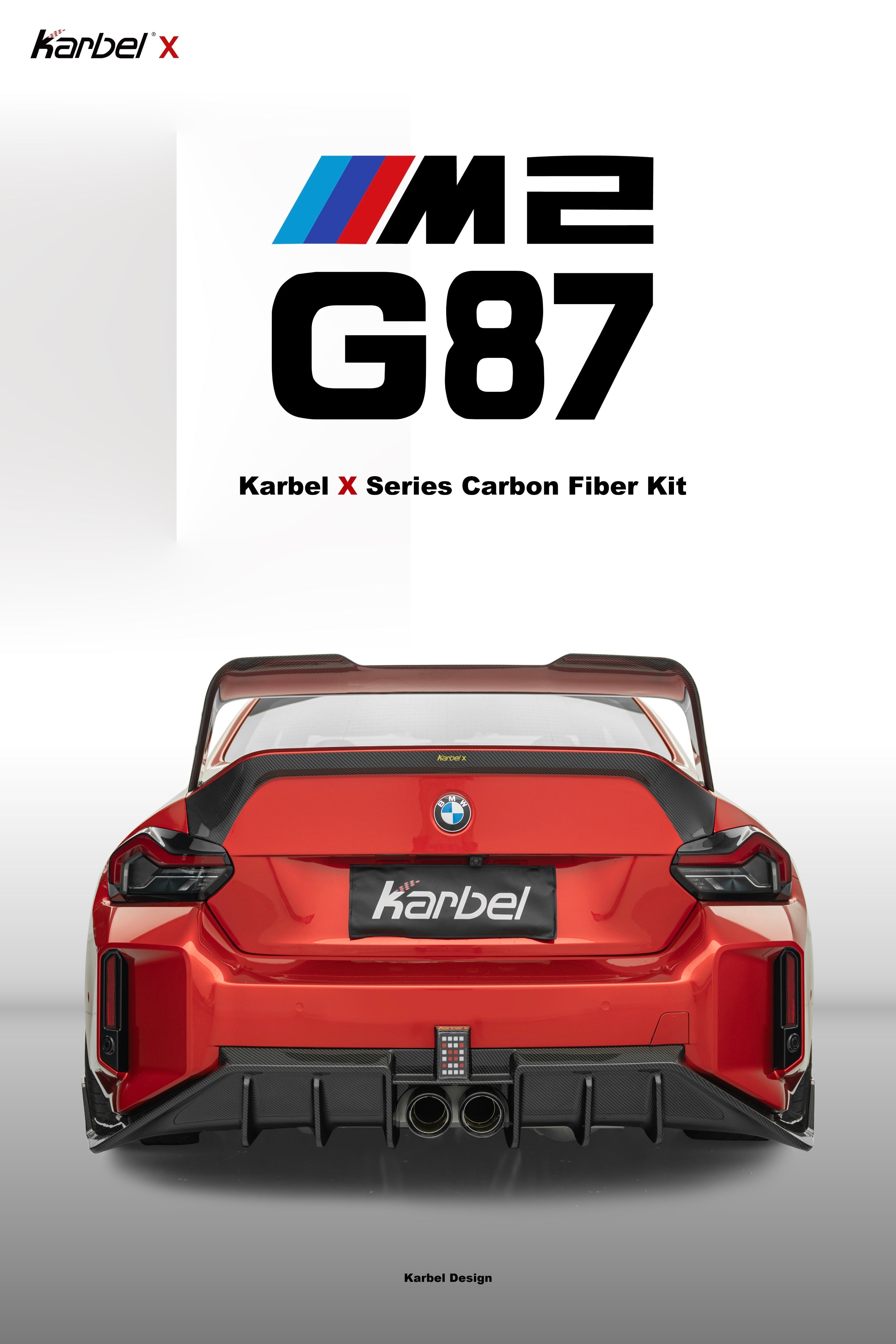 BMW M2 / M2CS G87 2023-ON with Aftermarket Parts - X V1 Center Exit Rear Diffuser Dry Pre-preg Carbon Fiber from Karbel Carbon