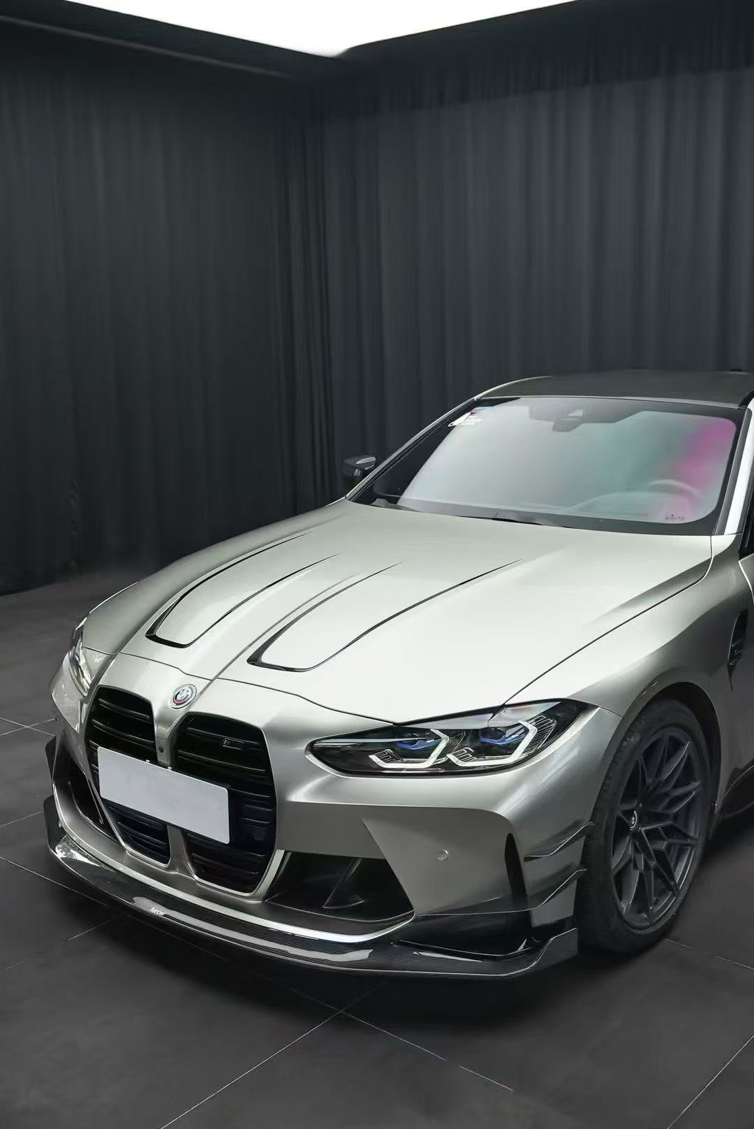 BMW M3 G80 G81 2021-ON & M4 G82 G83 2021-ON With Aftermarket Parts - Front Lip & Upper Lip Trim Replacement Pre-preg Carbon Fiberfrom Karbel Carbon