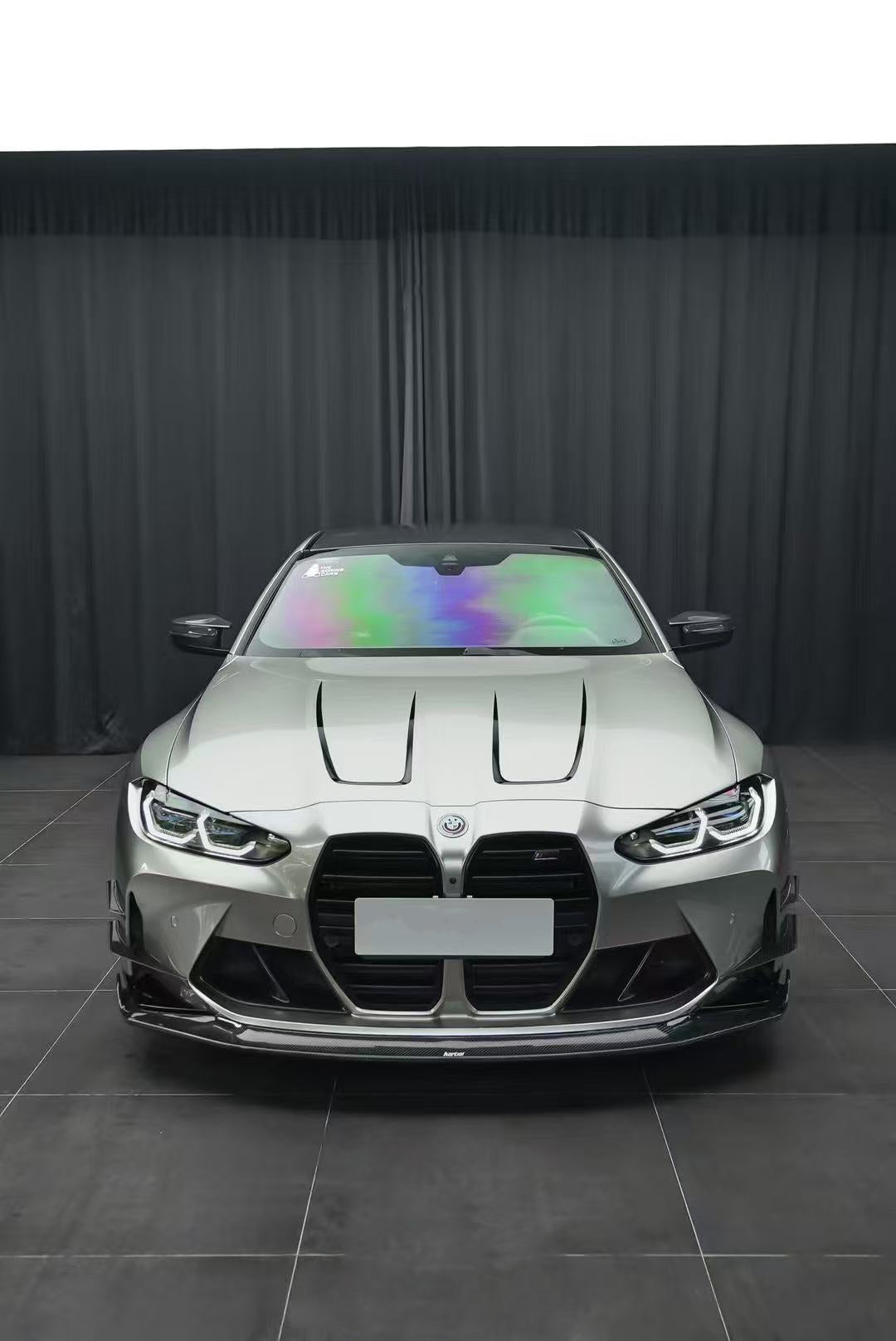 BMW M3 G80 G81 2021-ON & M4 G82 G83 2021-ON With Aftermarket Parts - Front Lip & Upper Lip Trim Replacement Pre-preg Carbon Fiberfrom Karbel Carbon