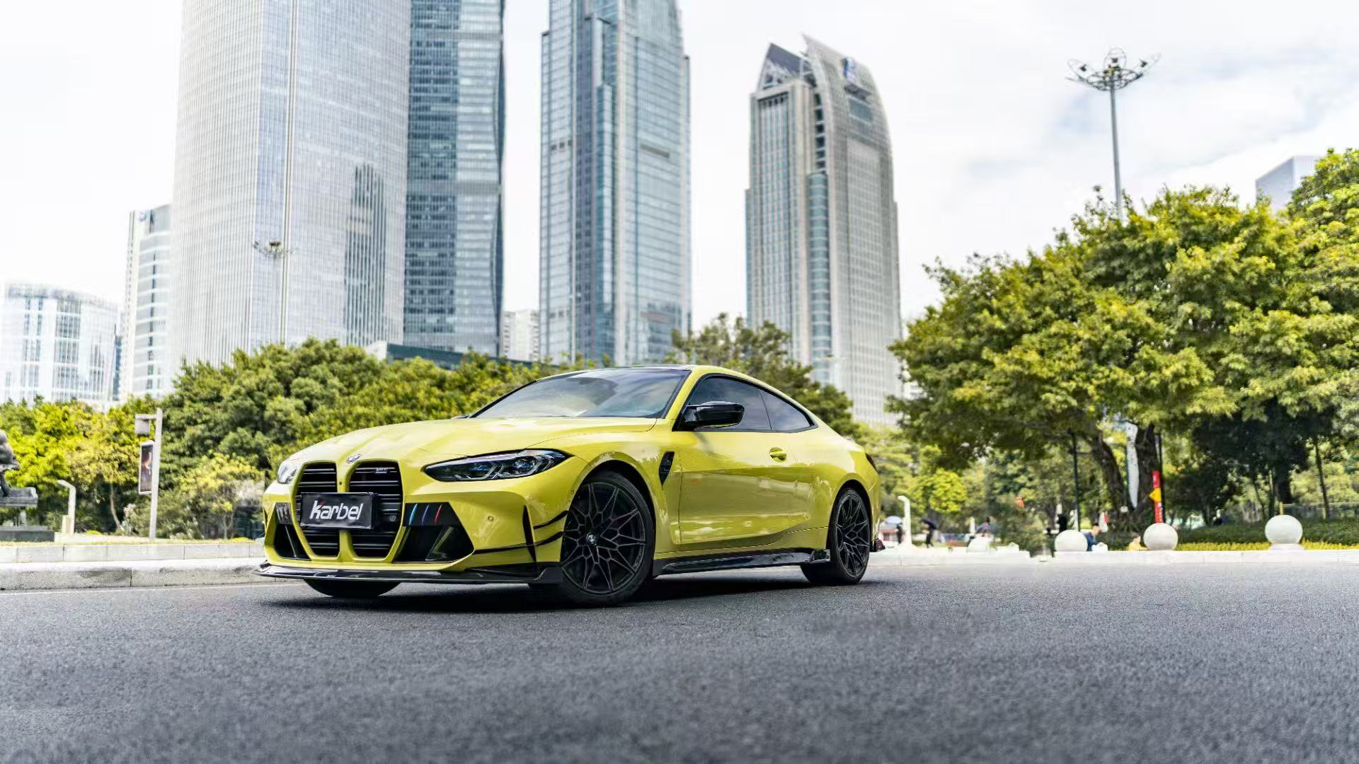 BMW M3 G80 G81 2021-ON & M4 G82 G83 2021-ON With Aftermarket Parts - Front Lip & Upper Lip Trim Replacement Pre-preg Carbon Fiber from Karbel Carbon