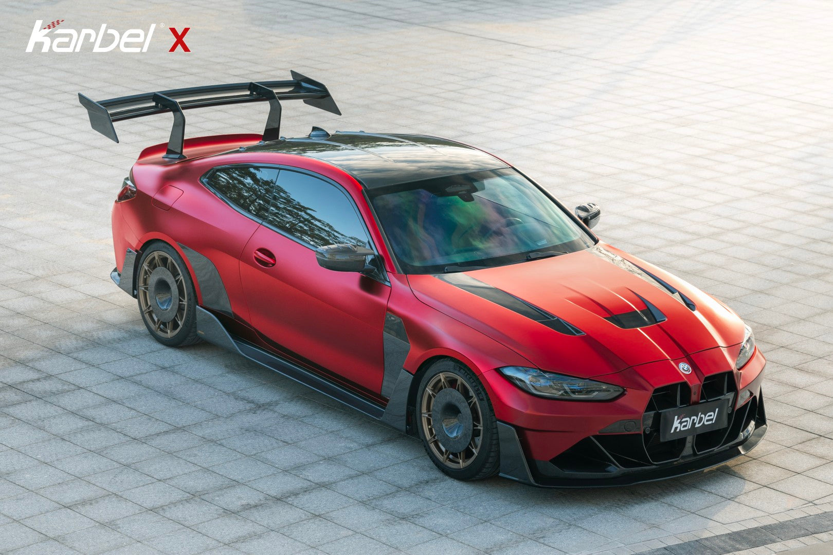 BMW M3 G80 G81 & M4 G82 G83 2021-ON with Aftermarket Parts - X Front Bumper Set Dry Pre-preg Carbon Fiber from Karbel Carbon