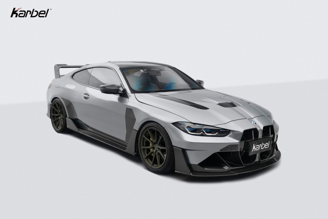 BMW M4 G82 2021-ON & 4 Series G22 430i M440i 2020-ON with Aftermarket Parts - X V4 Rear Wing Dry Pre-preg Carbon Fiber from Karbel Carbon