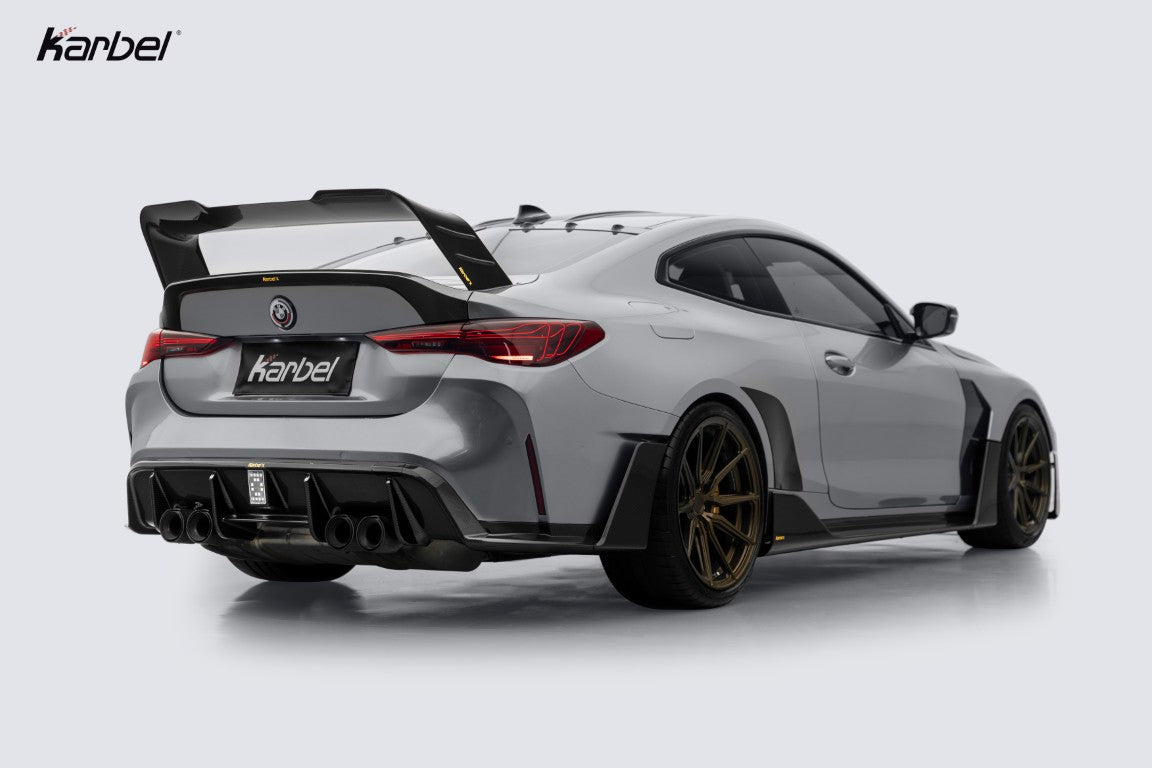 BMW M4 G82 2021-ON & 4 Series G22 430i M440i 2020-ON with Aftermarket Parts - X V4 Rear Wing Dry Pre-preg Carbon Fiber from Karbel Carbon
