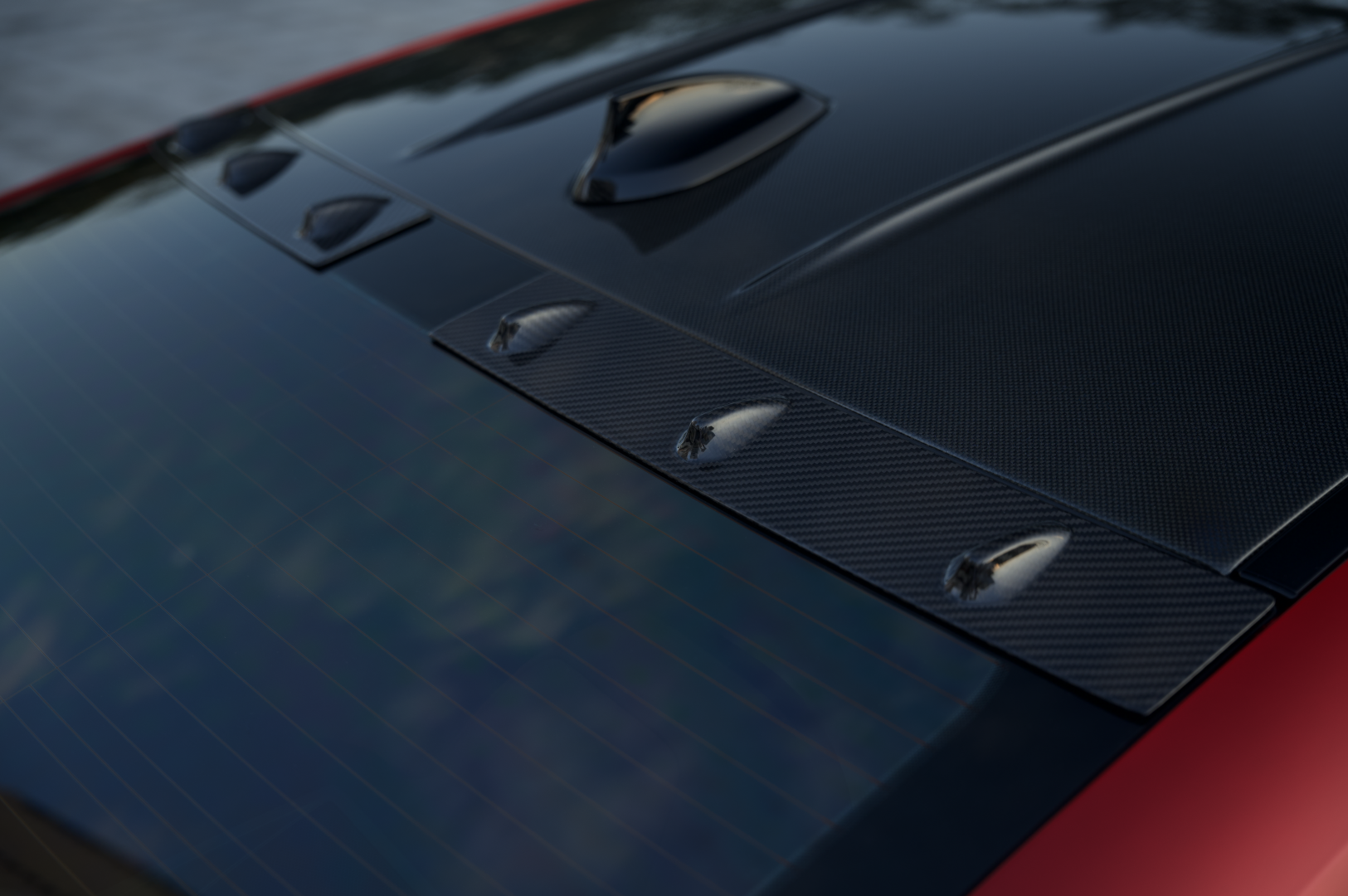 BMW M4 G82 2021-ON & 4 Series G22 430i M440i 2020-ON with Aftermarket Parts - X Roof Spoiler Vortex Generator Dry Pre-preg Carbon Fiber from Karbel Carbon