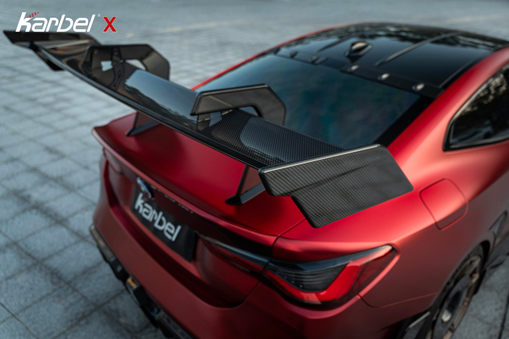 BMW M4 G82 2021-ON & 4 Series G22 430i M440i 2020-ON with Aftermarket Parts - X Roof Spoiler Vortex Generator Dry Pre-preg Carbon Fiber from Karbel Carbon