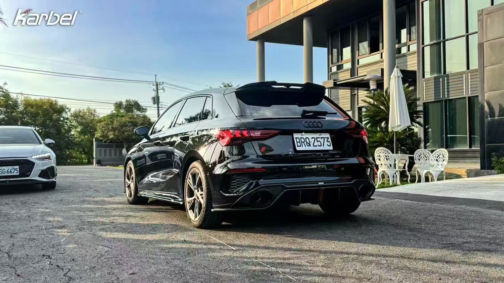 Audi S3 A3 8Y 2021 2022 2023 2024 with Aftermarket Parts - Rear Roof Spoiler Pre-preg Carbon Fiber from Karbel Carbon