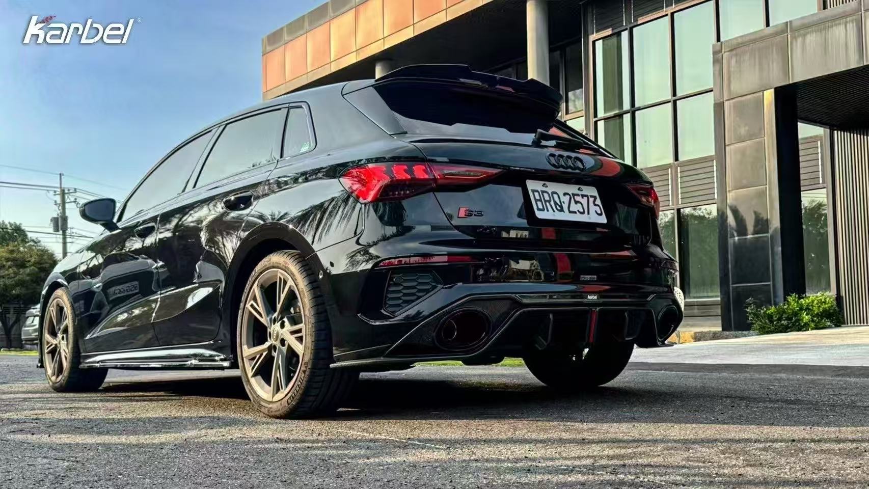 Audi S3 A3 8Y 2021 2022 2023 2024 with Aftermarket Parts - Rear Roof Spoiler Pre-preg Carbon Fiber from Karbel Carbon
