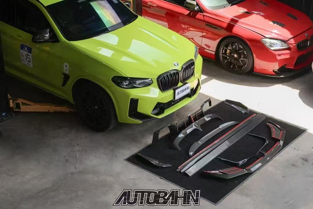 BMW X3M X3MC F97 LCI 2022-ON & X4M X4MC F98 LCI 2022-ON with Aftermarket Parts - Front Lip Pre-preg Carbon Fiber from Karbel Carbon
