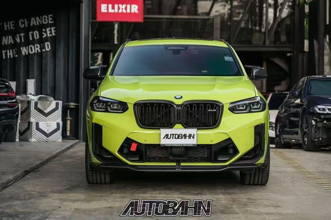 BMW X3M X3MC F97 LCI 2022-ON & X4M X4MC F98 LCI 2022-ON with Aftermarket Parts - Front Lip Pre-preg Carbon Fiber from Karbel Carbon