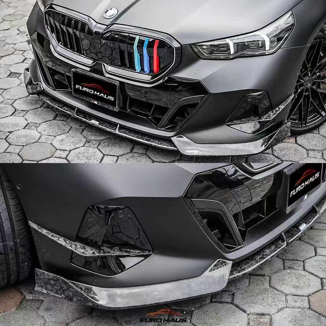 BMW i5 xDrive40 / i5 eDrive40 (with M-package bumper, does not fit base mode) / i5 M60 G60 G61 2024-ON & 5 Series 540i xDrive / 530i xDrive / 530i (with M-package bumper, does not fit base model) / 550e xDrive G60 G61 2024-ON with Aftermarket Parts - V2 Style Pre-preg Carbon Fiber Front Canards from Karbel Carbon