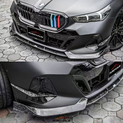 BMW i5 xDrive40 / i5 eDrive40 (with M-package bumper, does not fit base mode) / i5 M60 G60 G61 2024-ON & 5 Series 540i xDrive / 530i xDrive / 530i (with M-package bumper, does not fit base model) / 550e xDrive G60 G61 2024-ON with Aftermarket Parts - V2 Style Pre-preg Carbon Fiber Front Canards from Karbel Carbon