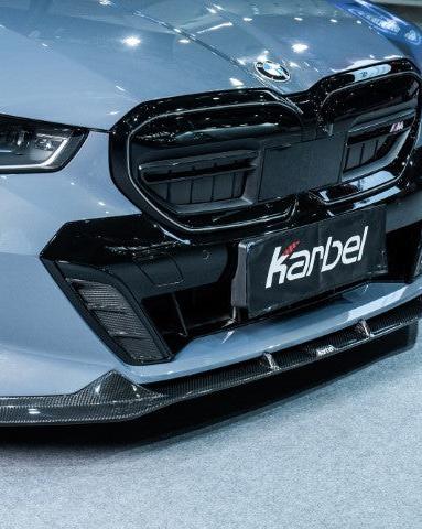 BMW i5 xDrive40 / i5 eDrive40 (with M-package bumper, does not fit base mode) / i5 M60 G60 G61 2024-ON & 5 Series 540i xDrive / 530i xDrive / 530i (with M-package bumper, does not fit base model) / 550e xDrive G60 G61 2024-ON with Aftermarket Parts - Pre-preg Carbon Fiber Front Bumper Lower Center Grill Trim from Karbel Carbon