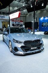 BMW i5 xDrive40 / i5 eDrive40 (with M-package bumper, does not fit base mode) / i5 M60 G60 G61 2024-ON & 5 Series 540i xDrive / 530i xDrive / 530i (with M-package bumper, does not fit base model) / 550e xDrive G60 G61 2024-ON with Aftermarket Parts - Pre-preg Carbon Fiber Front Bumper Lower Center Grill Trim from Karbel Carbon