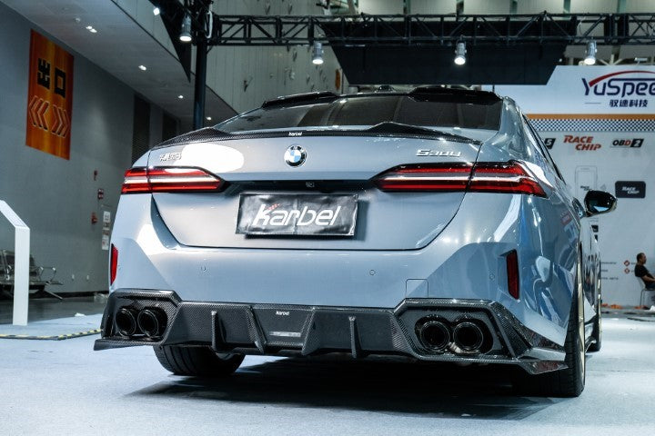 BMW i5 xDrive40 / i5 eDrive40 (with M-package bumper, does not fit base mode) / i5 M60 G60 G61 2024-ON & 5 Series 540i xDrive / 530i xDrive / 530i (with M-package bumper, does not fit base model) / 550e xDrive G60 G61 2024-ON with Aftermarket Parts - Pre-preg Carbon Fiber Rear Spoiler from Karbel Carbon