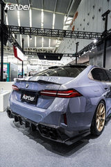 BMW i5 xDrive40 / i5 eDrive40 (with M-package bumper, does not fit base mode) / i5 M60 G60 G61 2024-ON & 5 Series 540i xDrive / 530i xDrive / 530i (with M-package bumper, does not fit base model) / 550e xDrive G60 G61 2024-ON with Aftermarket Parts - Pre-preg Carbon Fiber Rear Roof Spoiler from Karbel Carbon