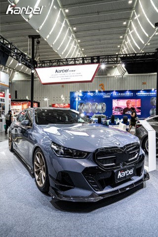 BMW i5 xDrive40 / i5 eDrive40 (with M-package bumper, does not fit base mode) / i5 M60 G60 G61 2024-ON & 5 Series 540i xDrive / 530i xDrive / 530i (with M-package bumper, does not fit base model) / 550e xDrive G60 G61 2024-ON with Aftermarket Parts - Pre-preg Carbon Fiber Front Bumper Lower Center Grill Trim from Karbel Carbon