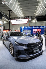 BMW i5 xDrive40 / i5 eDrive40 (with M-package bumper, does not fit base mode) / i5 M60 G60 G61 2024-ON & 5 Series 540i xDrive / 530i xDrive / 530i (with M-package bumper, does not fit base model) / 550e xDrive G60 G61 2024-ON with Aftermarket Parts - Pre-preg Carbon Fiber Front Bumper Lower Center Grill Trim from Karbel Carbon