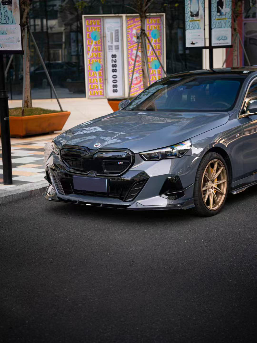 BMW i5 xDrive40 / i5 eDrive40 (with M-package bumper, does not fit base mode) / i5 M60 G60 G61 2024-ON & 5 Series 540i xDrive / 530i xDrive / 530i (with M-package bumper, does not fit base model) / 550e xDrive G60 G61 2024-ON with Aftermarket Parts - V2 Style Pre-preg Carbon Fiber Front Canards from Karbel Carbon