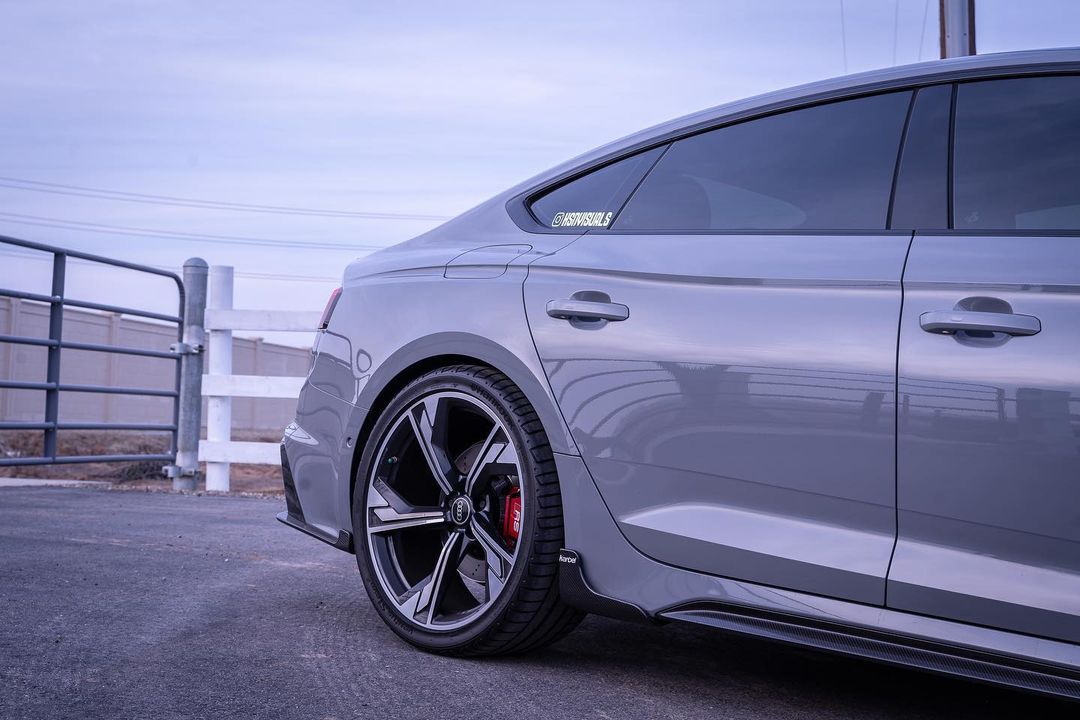 Audi RS5 B9.5 2020 2021 2022 2023 2024 2025 with Aftermarket Parts - Side Skirt Extension Trim Dry Pre-preg Carbon Fiber from Karbel Carbon