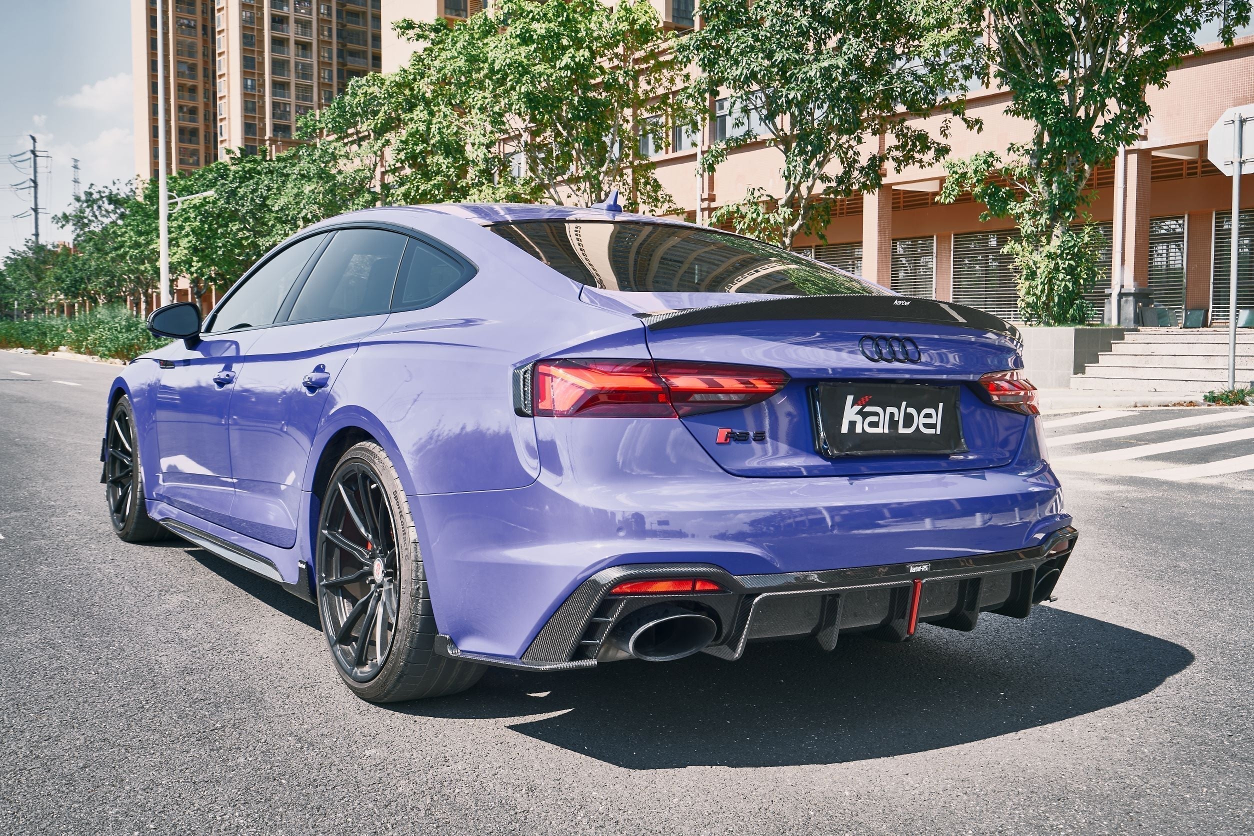 Audi RS5 B9.5 2020 2021 2022 2023 2024 2025 with Aftermarket Parts - Side Skirt Extension Trim Dry Pre-preg Carbon Fiber from Karbel Carbon