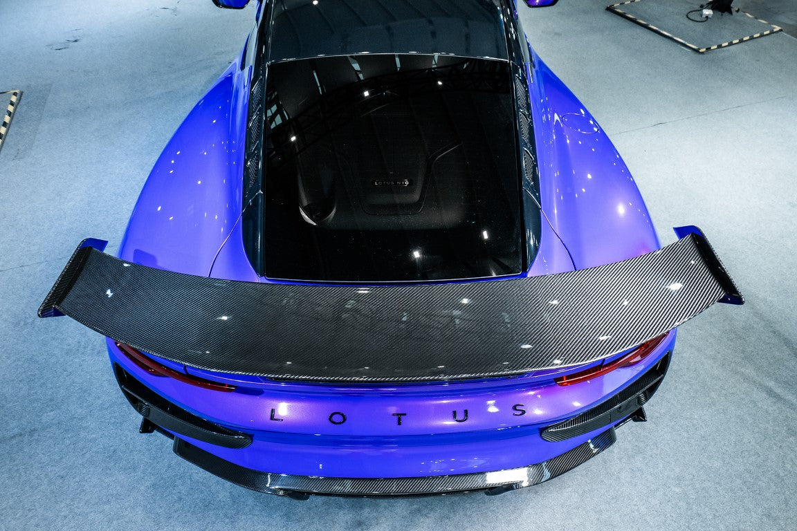 Lotus Emira 3.6 V6 2.0 Four-cylinder 2022-ON with Aftermarket Parts - Pre-preg Carbon Fiber Rear Spoiler Wing from Karbel Carbon
