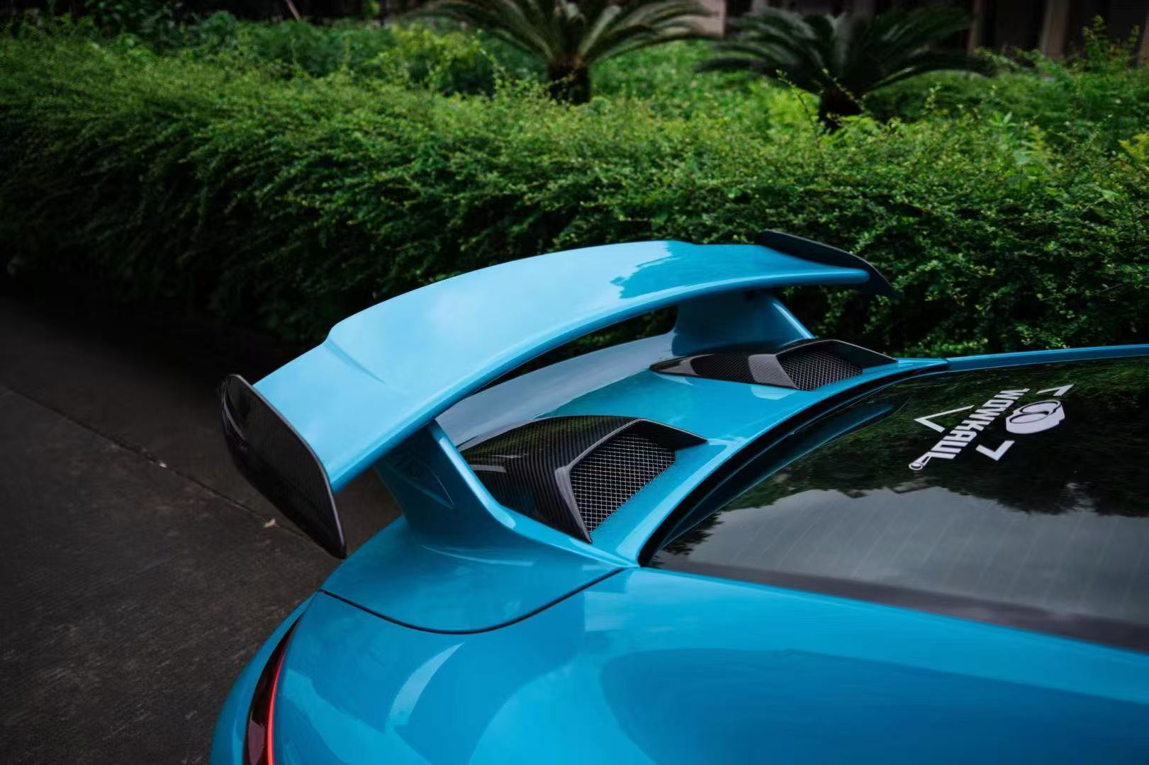 Porsche 911 991.2 GT3 2018 2019 with Aftermarket Parts - Rear Wing Side Blades Pre-preg Carbon Fiber from Karbel Carbon
