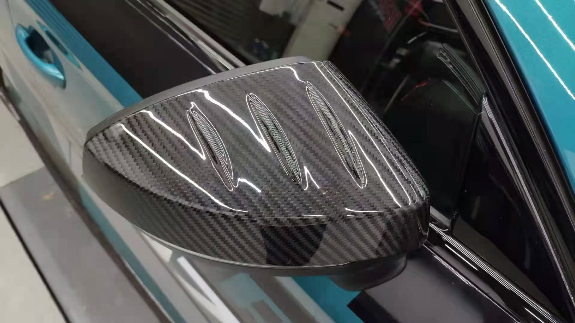 Audi RS3 S3 A3 8V.5 2017 2018 2019 2020 (without blind assist) with Aftermarket Parts - Mirror Caps Dry Pre-preg Carbon Fiber from Karbel Carbon