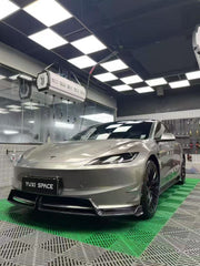 Tesla Model 3 Highland 2024-ON with Aftermarket Parts - Front Lip Pre-preg Carbon Fiber from Karbel Carbon