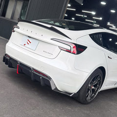 Tesla Model 3 Highland / Performance 2024-ON with Aftermarket Parts - With Light Style Rear Diffuser & Canards Dry Pre-preg Carbon Fiber/FRP from Karbel Carbon