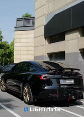 Tesla Model 3 Highland / Performance 2024-ON with Aftermarket Parts - With Light Style Rear Diffuser & Canards Dry Pre-preg Carbon Fiber/FRP from Karbel Carbon