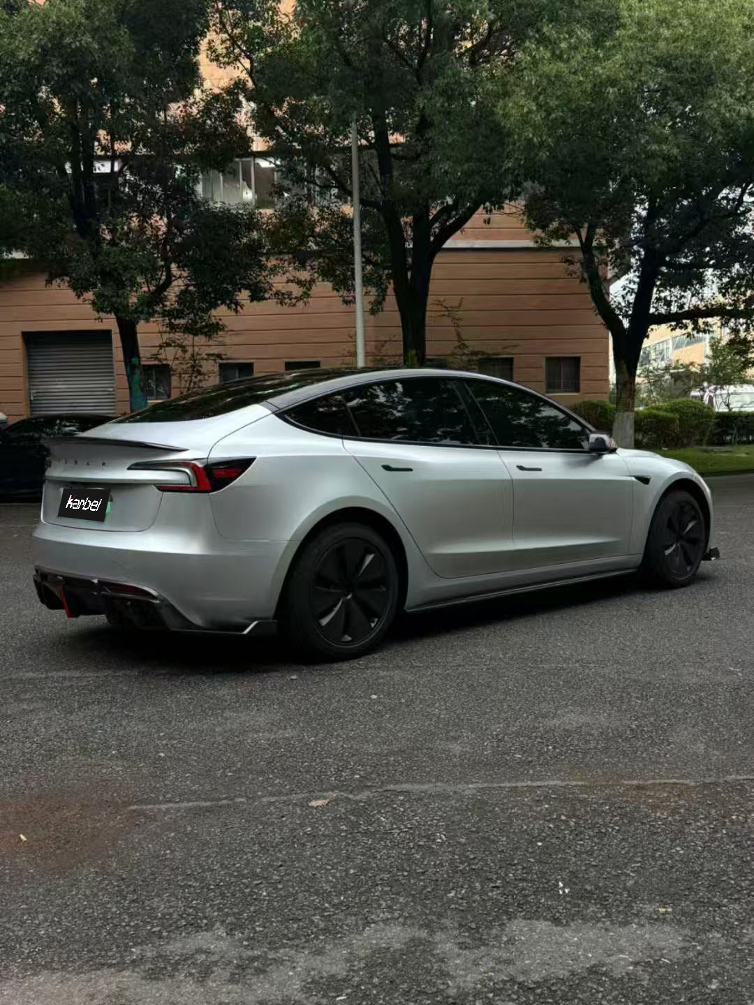 Tesla Model 3 Highland / Performance 2024-ON with Aftermarket Parts - With Light Style Rear Diffuser & Canards Dry Pre-preg Carbon Fiber/FRP from Karbel Carbon