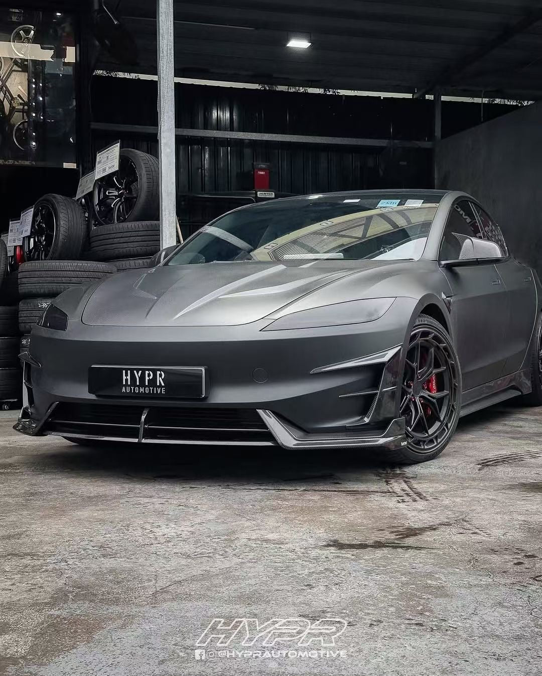 Tesla Model 3 Highland Performance 2024-ON with Aftermarket Parts - Front Lip Pre-preg Carbon Fiber/FRP from Karbel Carbon