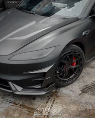 Tesla Model 3 Highland Performance 2024-ON with Aftermarket Parts - Front Canards & Upper Valences Pre-preg Carbon Fiber/FRP from Karbel Carbon