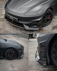 Tesla Model 3 Highland Performance 2024-ON with Aftermarket Parts - Front Canards & Upper Valences Pre-preg Carbon Fiber/FRP from Karbel Carbon