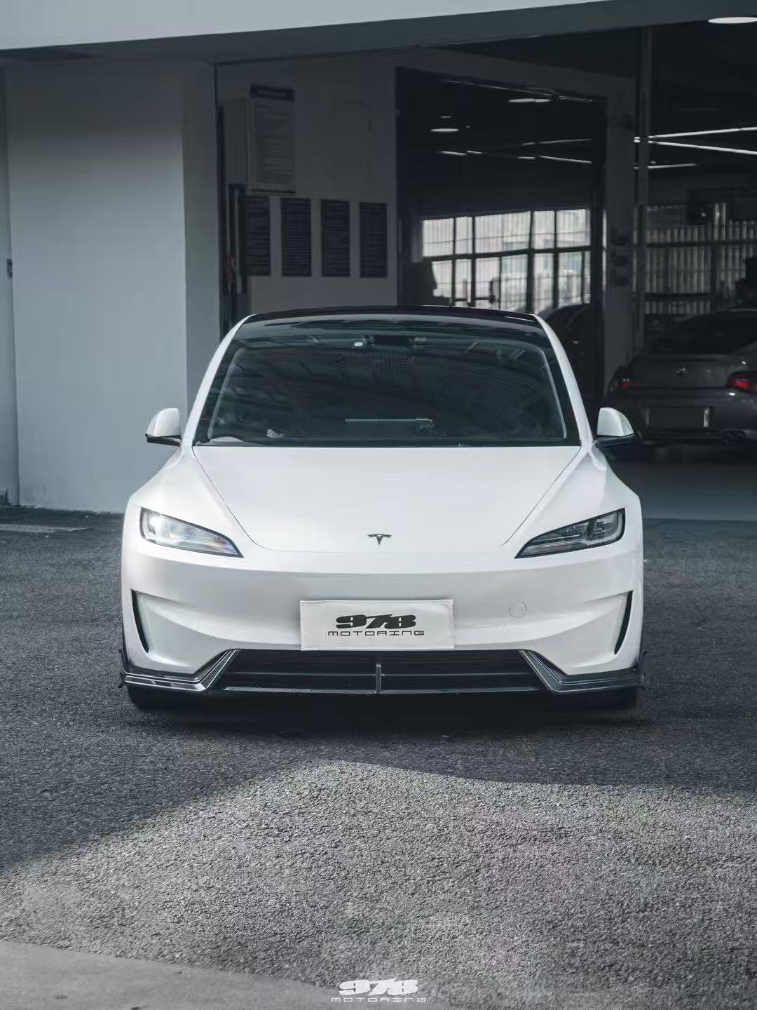 Tesla Model 3 Highland Performance 2024-ON with Aftermarket Parts - Front Lip Pre-preg Carbon Fiber/FRP from Karbel Carbon