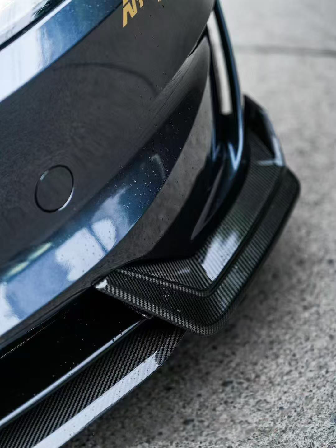 Tesla Model 3 Highland Performance 2024-ON with Aftermarket Parts - Front Lip Pre-preg Carbon Fiber/FRP from Karbel Carbon