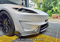Tesla Model 3 Highland Performance 2024-ON with Aftermarket Parts - Front Lip Pre-preg Carbon Fiber/FRP from Karbel Carbon