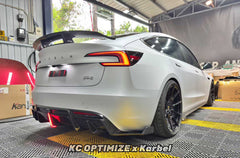 Tesla Model 3 Highland / Performance 2024-ON with Aftermarket Parts - With Light Style Rear Diffuser & Canards Dry Pre-preg Carbon Fiber/FRP from Karbel Carbon