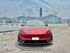 Tesla Model 3 Highland Performance 2024-ON with Aftermarket Parts - Front Canards & Upper Valences Pre-preg Carbon Fiber/FRP from Karbel Carbon