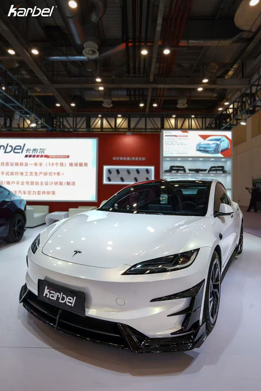 Tesla Model 3 Highland Performance 2024-ON with Aftermarket Parts - Front Canards & Upper Valences Pre-preg Carbon Fiber/FRP from Karbel Carbon
