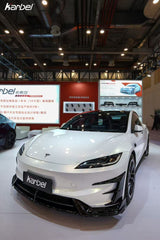 Tesla Model 3 Highland Performance 2024-ON with Aftermarket Parts - Front Canards & Upper Valences Pre-preg Carbon Fiber/FRP from Karbel Carbon