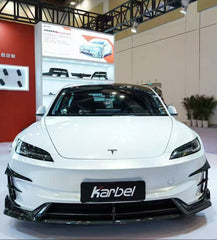 Tesla Model 3 Highland Performance 2024-ON with Aftermarket Parts - Front Canards & Upper Valences Pre-preg Carbon Fiber/FRP from Karbel Carbon