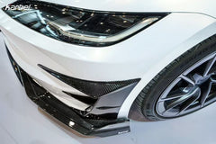 Tesla Model 3 Highland Performance 2024-ON with Aftermarket Parts - Front Canards & Upper Valences Pre-preg Carbon Fiber/FRP from Karbel Carbon