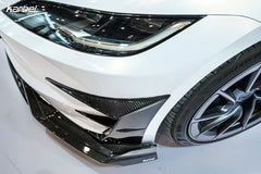 Tesla Model 3 Highland Performance 2024-ON with Aftermarket Parts - Front Canards & Upper Valences Pre-preg Carbon Fiber/FRP from Karbel Carbon