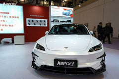 Tesla Model 3 Highland Performance 2024-ON with Aftermarket Parts - Front Canards & Upper Valences Pre-preg Carbon Fiber/FRP from Karbel Carbon