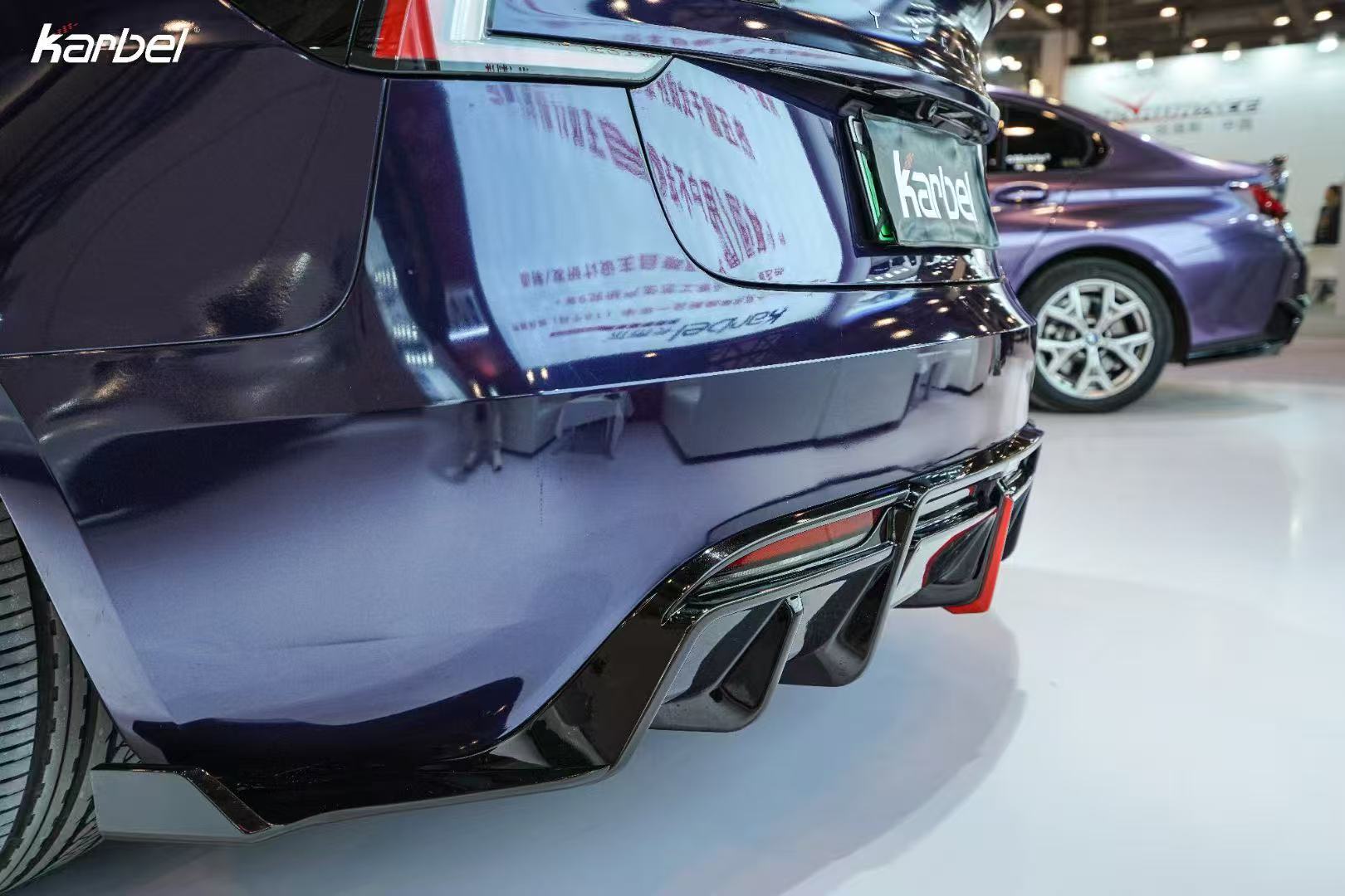 Tesla Model 3 Highland / Performance 2024-ON with Aftermarket Parts - With Light Style Rear Diffuser & Canards Pre-preg Carbon Fiber from Karbel Carbon